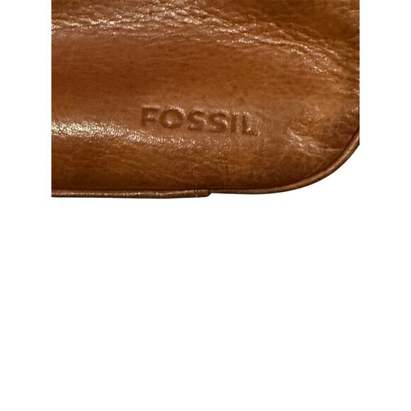 Fossil Tan Genuine Leather Shoulder Hobo Handbag Purse 6X8 Exterior Wear - Picture 4 of 16